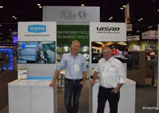Andrew Barclay from WYma Solutions and Daniel Pitton from Visar Sorting at the booth of Volm Companies